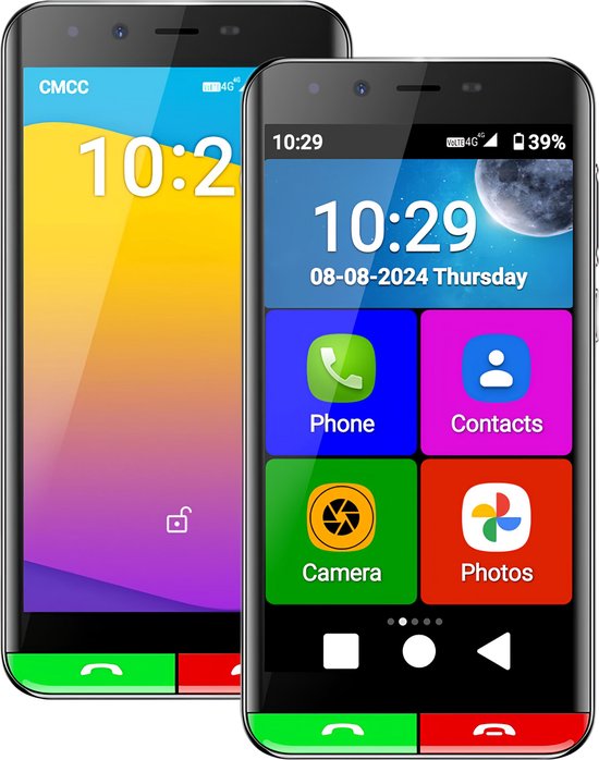 Wiesba seniorentelefoon WB500 - Senioren smartphone - GSM voor ouderen - Persoonlijke alarmen - alarm smartphone ouderen - Docking station - Simpel menu - SOS knop