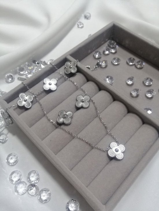 Parure Bijoux Femme Trèfle En Acier Inoxydable Doré - Collier Et Boucles D'oreilles, Neuf Avec étiquettes