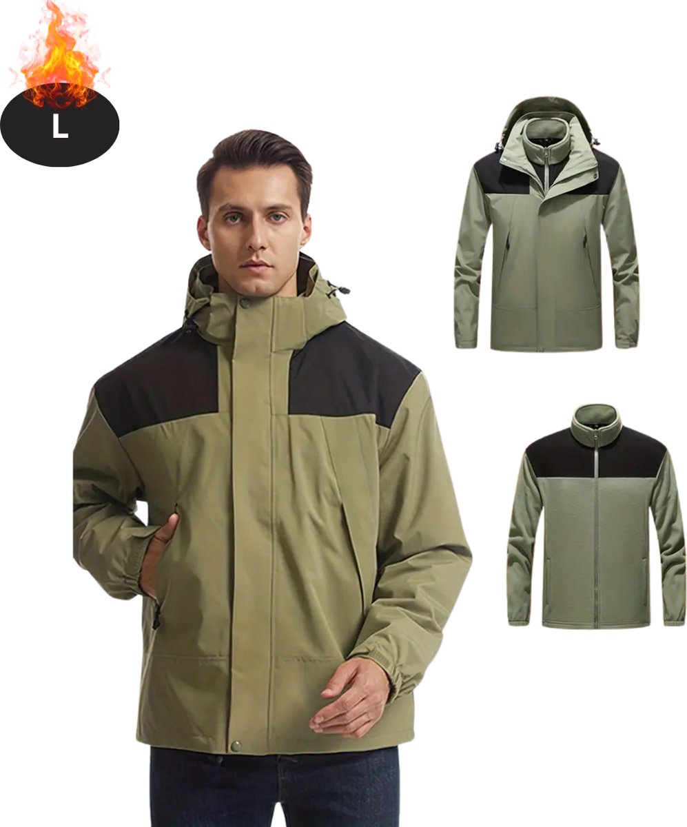 Livano Skipak SkiBroek Skijas Ski Suit Wintersport Heren Winter Warm Fleece Legergroen
