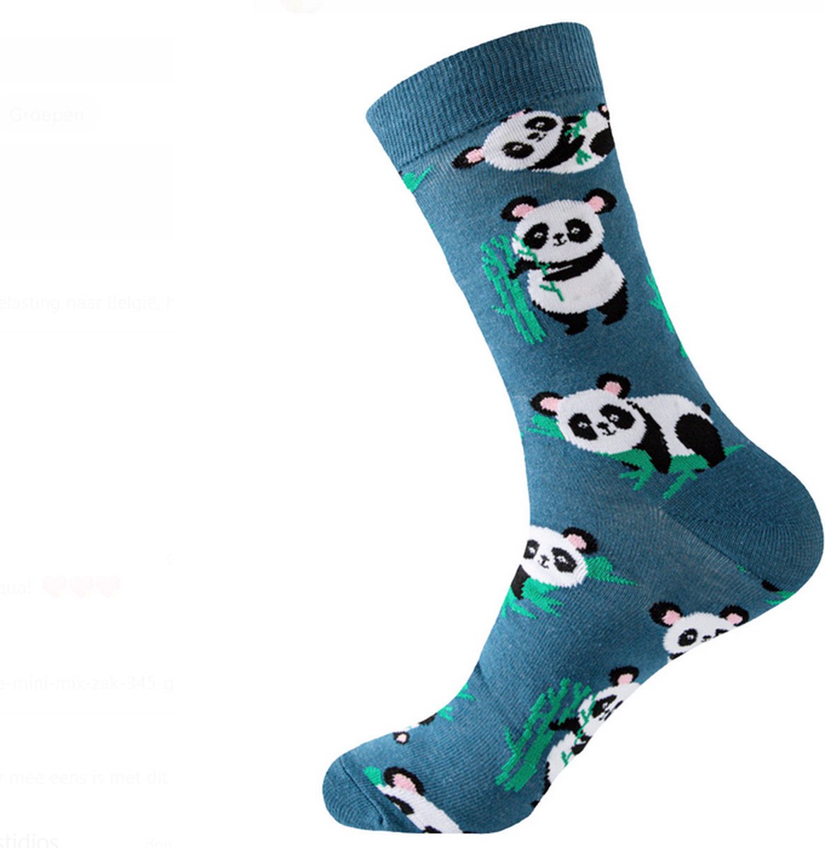 Sokken Heren - blauw - grijs - zwart - leuke print panda - 40 - 46 - cadeau voor hem - geschenk man - gift
