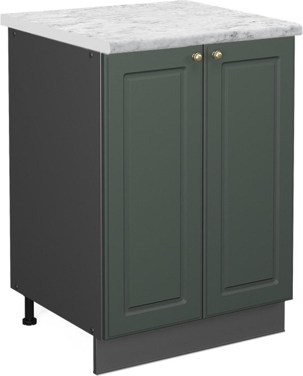 Vicco Fame-Line Keukenonderkast – 60 cm, WB Marmer Groen-Goud Landhuis Groen-Goud landelijk/Antraciet