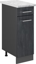 Vicco Élément bas de cuisine R- Line, Béton Zwart /Anthracite, Empattement 30 cm Marbre