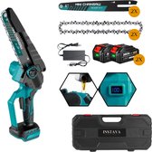 Instava Mini Kettingzaag Incl. 2x Accu (4.0Ah) - Geschikt Voor Makita 18v Accu - Incl. Opbergkoffer en Accessoires - Elektrische Takkenzaag - Snoeizaag - Houtzaag - Handkettingzaag - Boomzaag - Zaagmachine - Heggenschaar