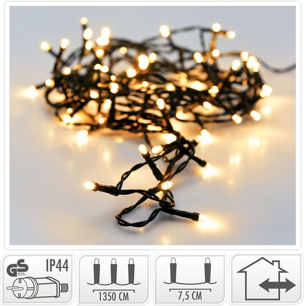 Kerstverlichting lichtsnoer - 180 led lampjes - warm wit - 13,5 meter - kerstboomverlichting – foto 5