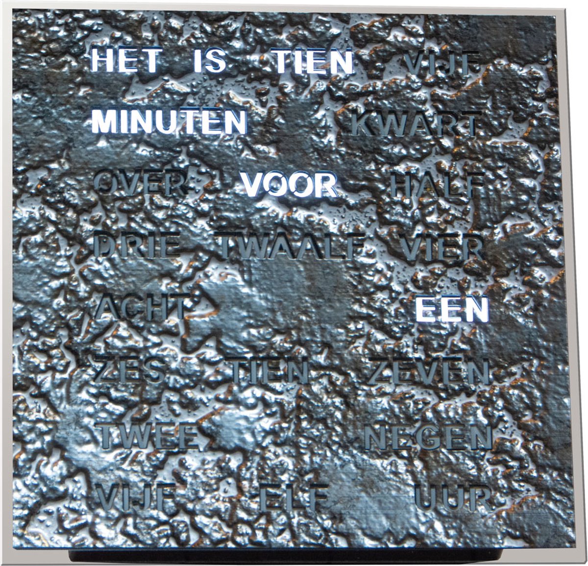 Intertime | Woordklok | Wandklok | Tafelklok | 20x20 | Grafiet | Nederlands