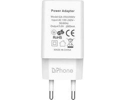 DrPhone LS6 - Universele USB Lader - 10W Lader - wandlader - 5V/2A - Thuislader - Adapter – Wit