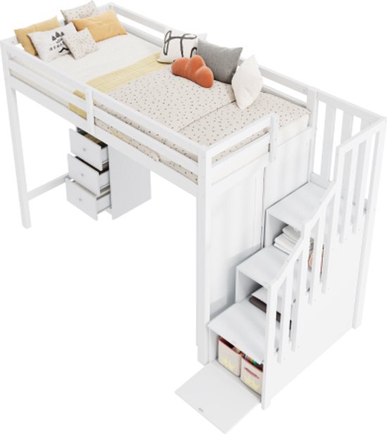 Kebnor Stapelbed, 90 x 200 cm, opbergbed met grote