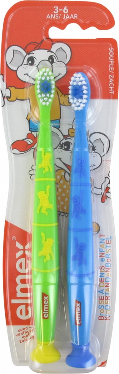 Elmex 2 Zachte Tandenborstels 3-6 Jaar (Kleur : Groen en blauw)
