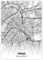 Parijs plattegrond - A4 poster - Zwart witte stijl
