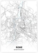 Rome plattegrond - A3 poster - Zwart blauwe stijl