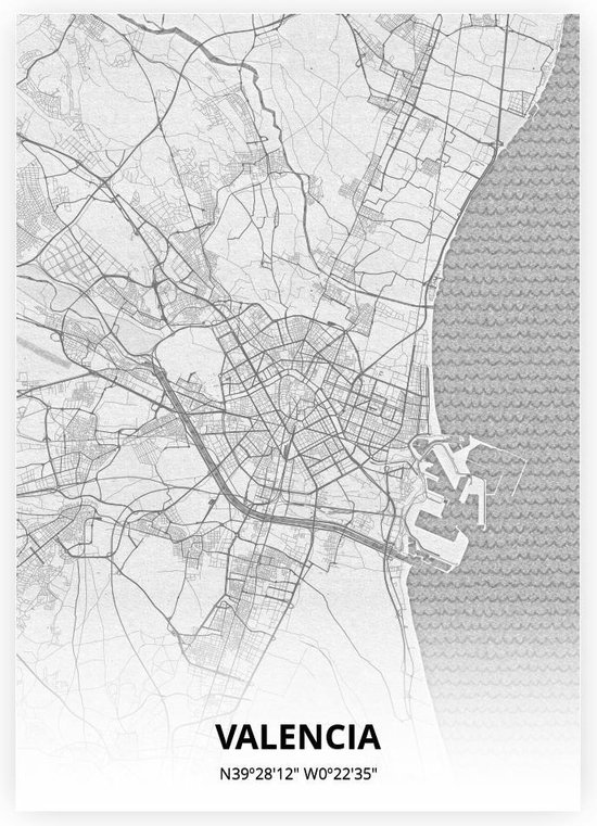 Valencia plattegrond - poster - Tekening stijl