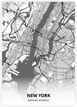 New York plattegrond - A4 poster - Zwart witte stijl