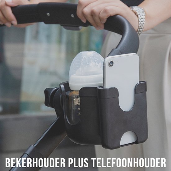 Yellow Monkey - Universele 2 in 1 Bekerhouders & Telefoonhouder - Kinderwagen - Fles - bekerhouder met telefoonhouder - Baby Fles Organizer voor Kinderwagen - Kinderwagen Houder met Telefoon Opbergvakje. van Yellow Monkey — afbeelding 2