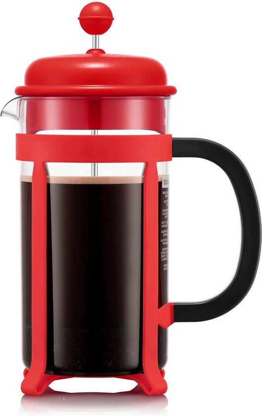 Bodum | Cafetière à presse française Java | Plastique | 8 tasses | Rouge | 1L