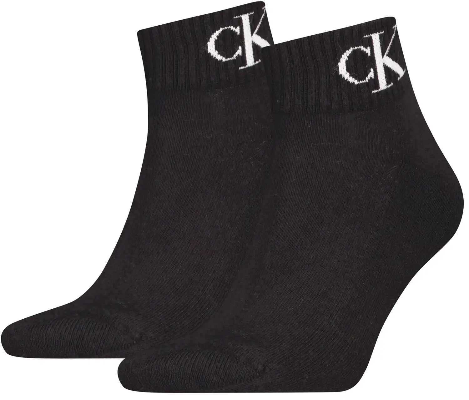 Merkloze Heren Quarter Sokken 2-Pack met Monogram Zwart