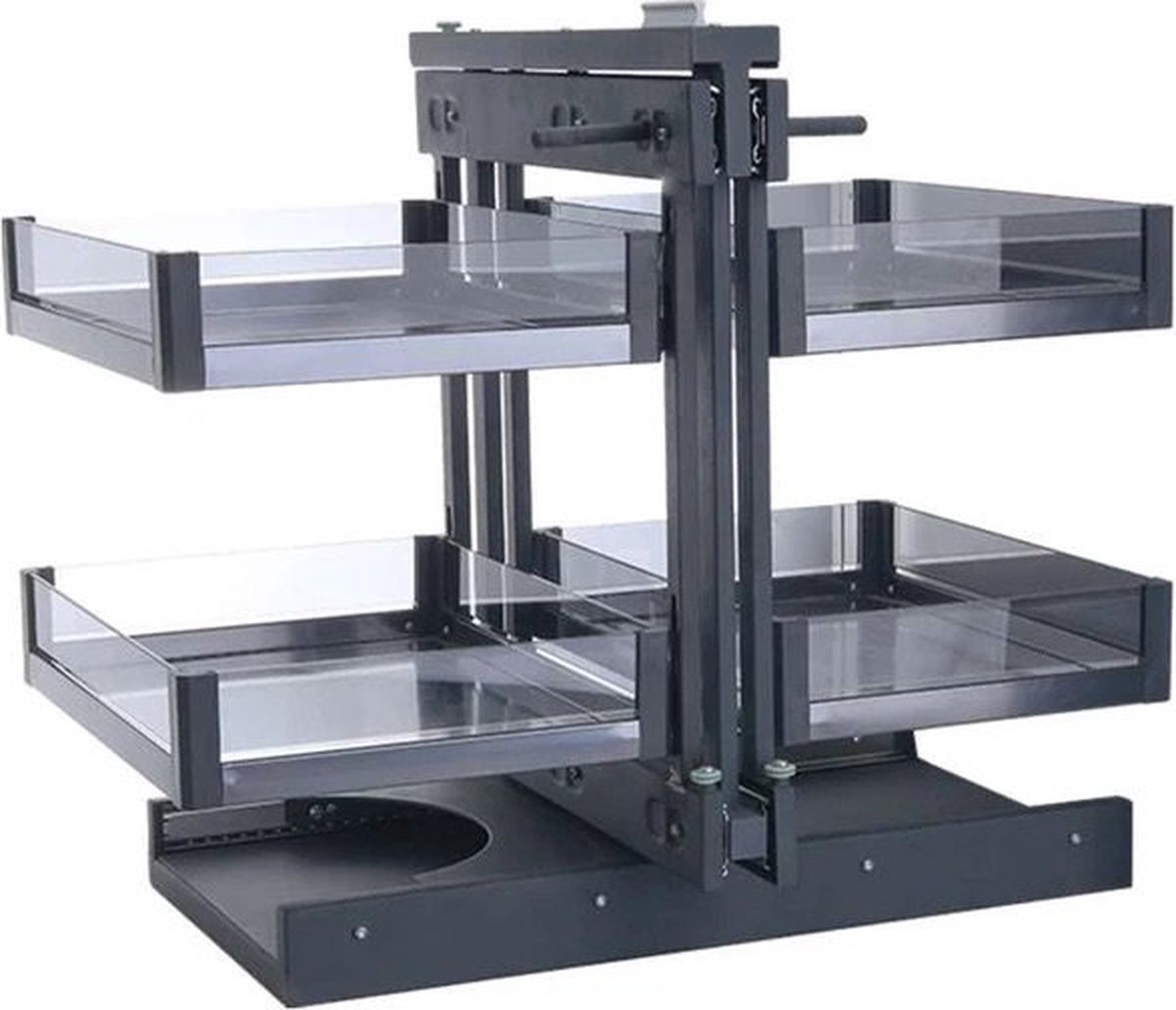 Milano Luxurious® Magic Corner - Hoek Keukenkast Organizer- Uitschuiflades - 4 plateaus, 2 levels - 48 x 87 x 58 cm - deurbreedte 40 cm – antraciet