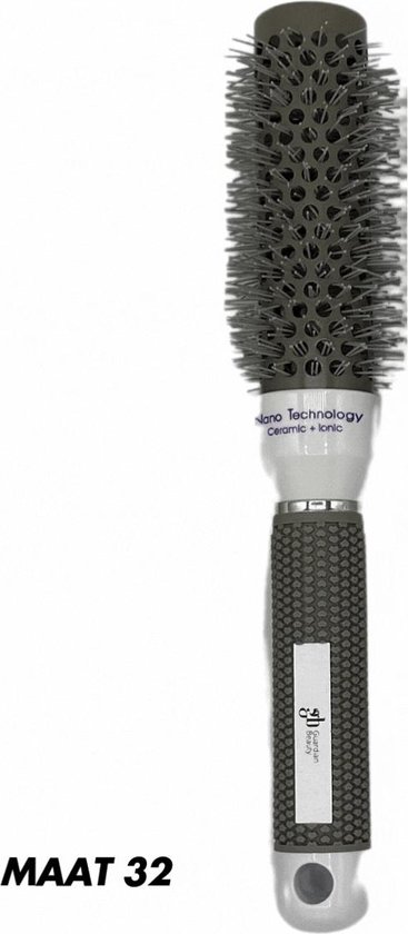 Brosse sèche-cheveux ionique et céramique Guardian Beauty Nano Technologie avec nettoyant pour brosse gratuit – Haute qualité, durable, adaptée à tous les types de cheveux – Grijs, taille 32
