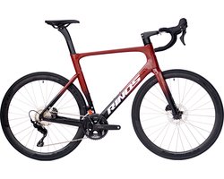 Rinos Odin 4 Carbon racefiets -Roadbike - lichtgewicht racefiets 700C - Shimano 105 - 24 versnellingen- aerodynamisch ontwerp - hydraulische remmen - unisex - Zwart Rood 52 --2024