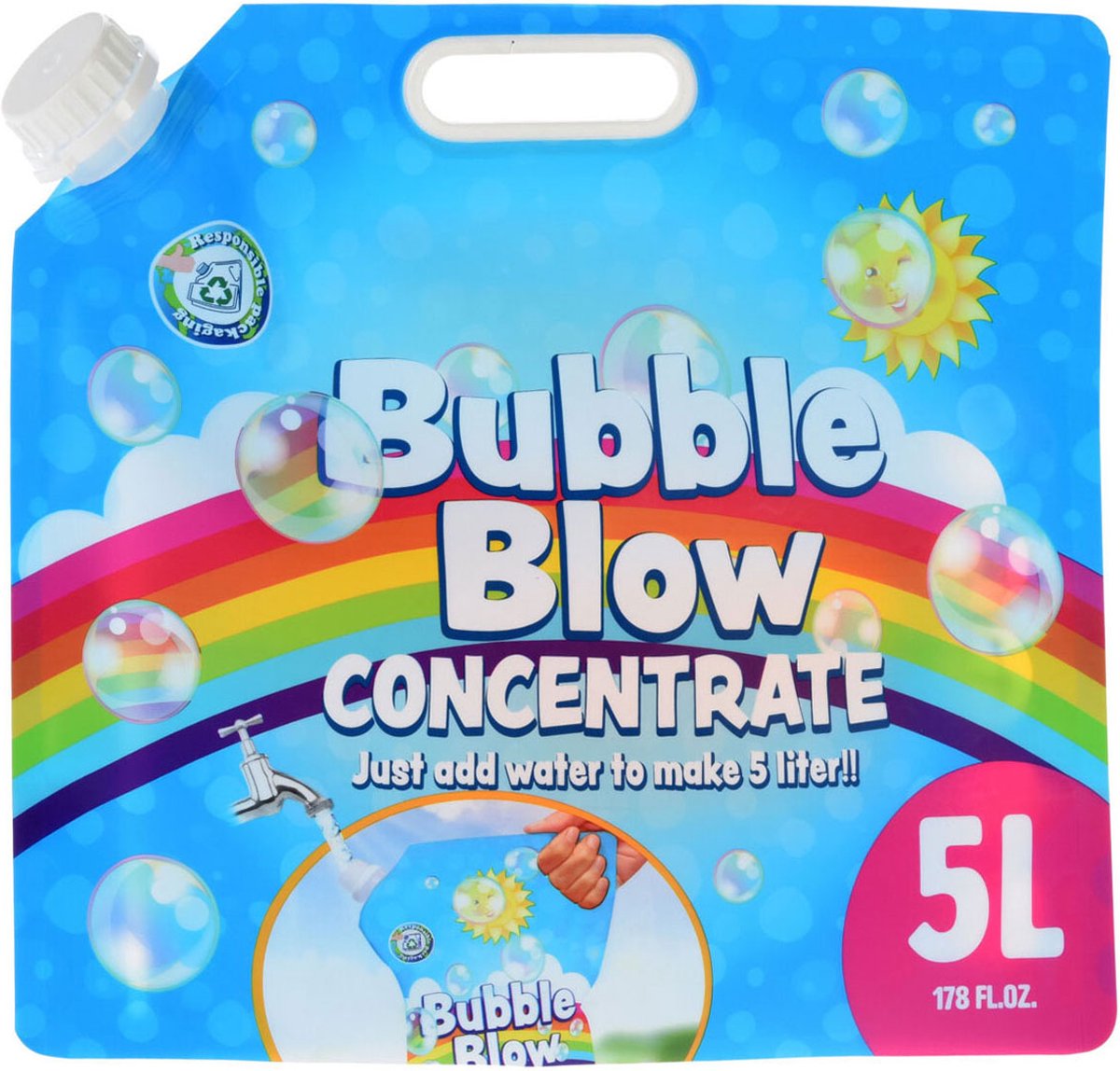 Bellenblaas geconcentreerd navulzak 5 liter bellenblaas vloeistof.