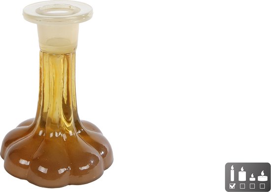 Kandelaar glas decoratie bruin-crme 9x9x10cm sfeervol kinderkamer.