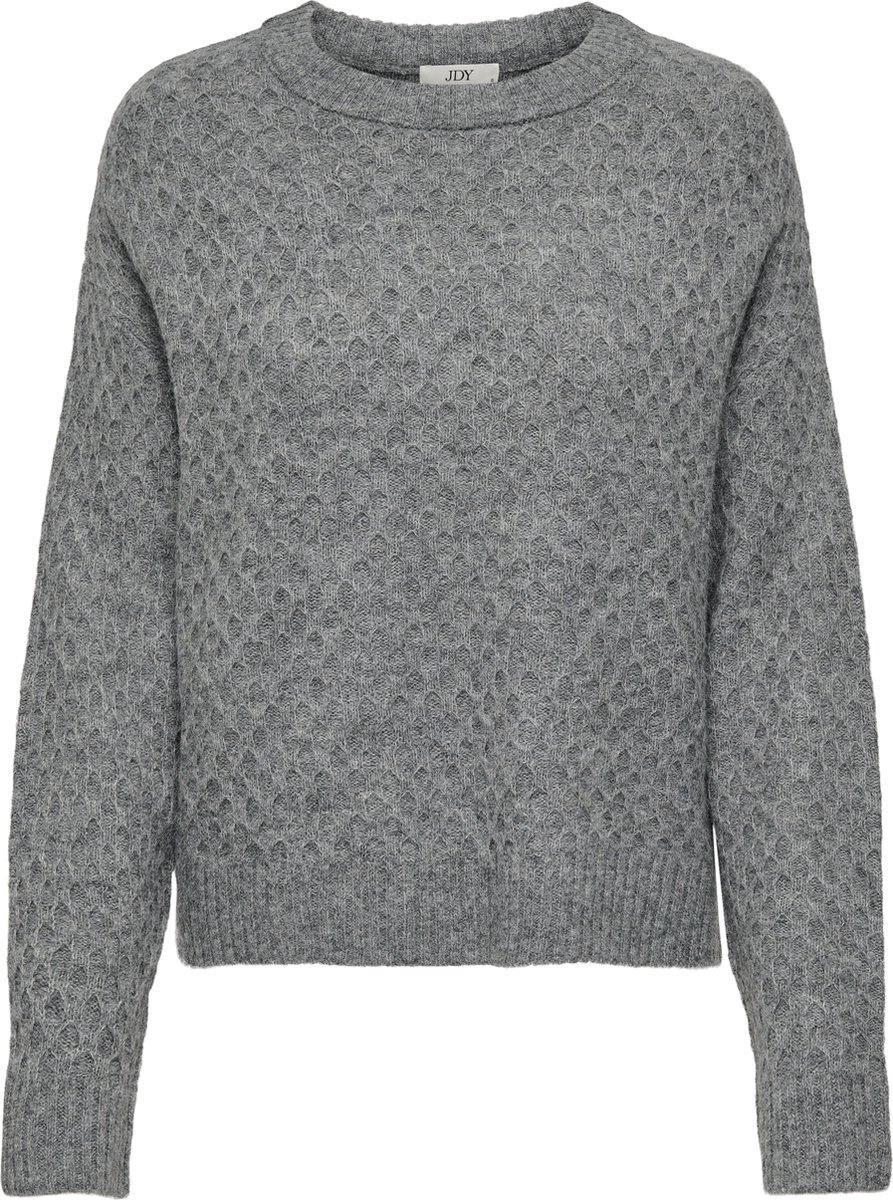 Jacqueline de Yong Trui Jdybigum L/s O-neck Pullover Knt 15328356 Medium Grey Melange Dames Maat - XXL