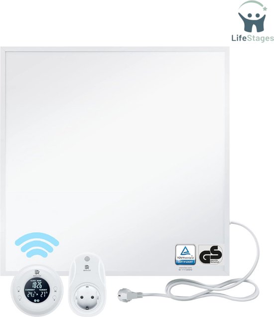 Silvergear® Infrarood Paneel 425W | Infraroodverwarming Energiebesparing | Infrarood Verwarmingspaneel met Oververhittingsbeveiliging | Energiebesparend Wandpaneel | 64x1x66 cm | Wit
