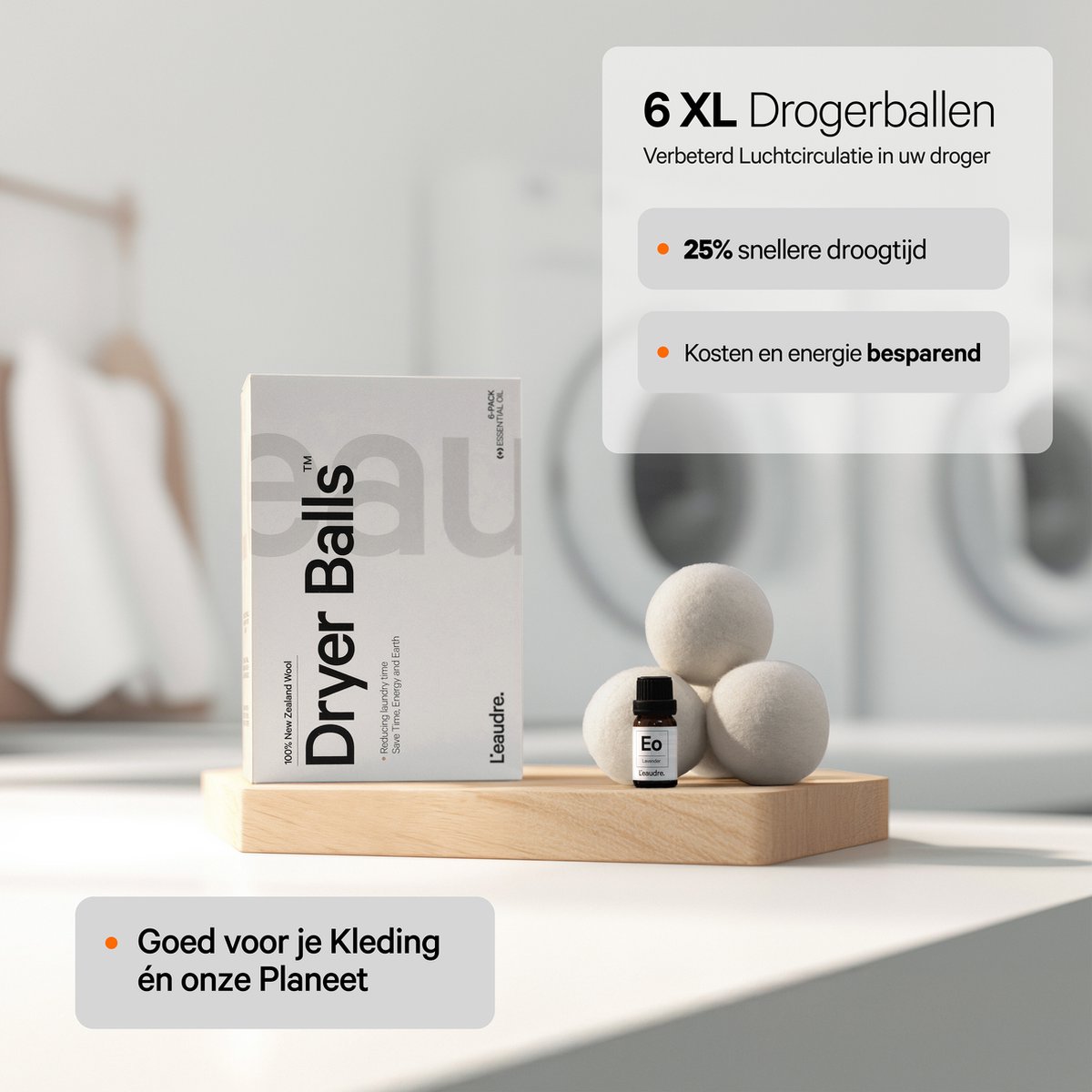 Goedkoopste Drogerballen van 100 Nieuw-Zeelandse Wol – Verkort Droogtijd, Bespaar Energie en Bescherm Je Kleding – Milieu- en Diervriendelijke Wasdrogerballen (Set van 6, XL