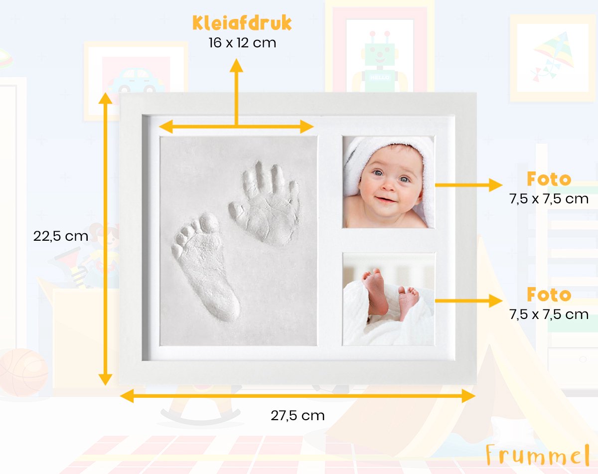 Frummel Baby Fotolijstje met Klei Afdruk (Gipsafdruk baby) - Beter dan gips afdruk - Klei Afdruk Baby Voet en Hand - Kraamcadeau Meisje / Kraamcadeau Jongen - Babyshower - Cadeau – foto 7