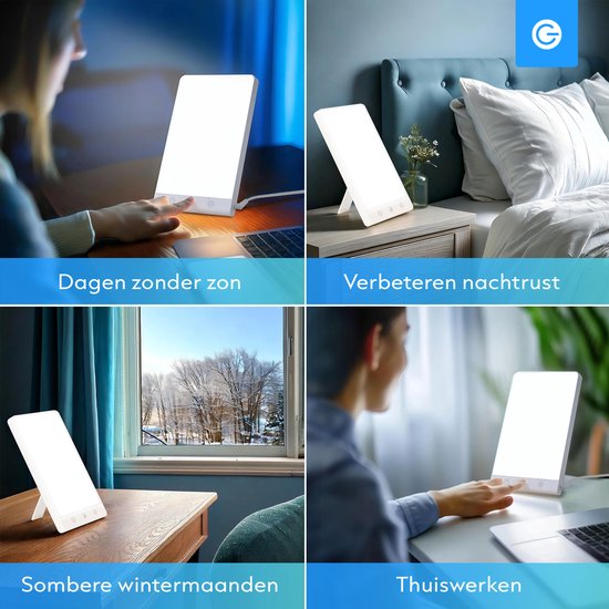 Daglichtlamp 10.000 Lux - Ingebouwde Timer - 3 Standen - Meer Energie - Nachtrust - LED Bureaulamp - Daylight Lamp - Winterdepressie - Gezicht - Lichttherapielamp - Wit - Silvergear