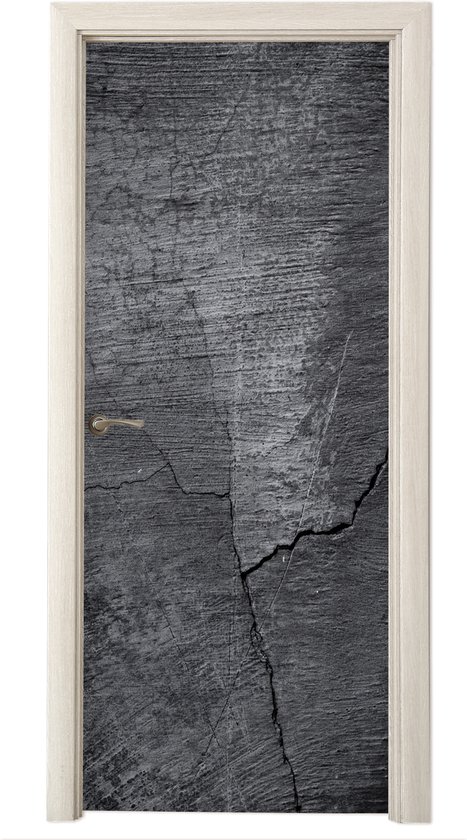 Deurposter 90x205 cm - Deursticker Beton - Zwart - Scheur - Meubelfolie zelfklevend - Deurfolie woonkamer - Interieurfolie fotobehang - Deur plakfolie - Deurstickers - Deurbehang sticker - Kamer decoratie