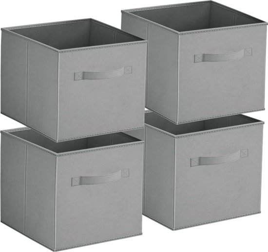MATANA 6 Opvouwbare Kubus Opbergdozen voor Kleding, Speelgoed, Wasserij - Groot 33x33x37cm - Sterk & Duurzaam - Huis, Garderobe, Kinderkamer, Kantoororganisatie (Grijs