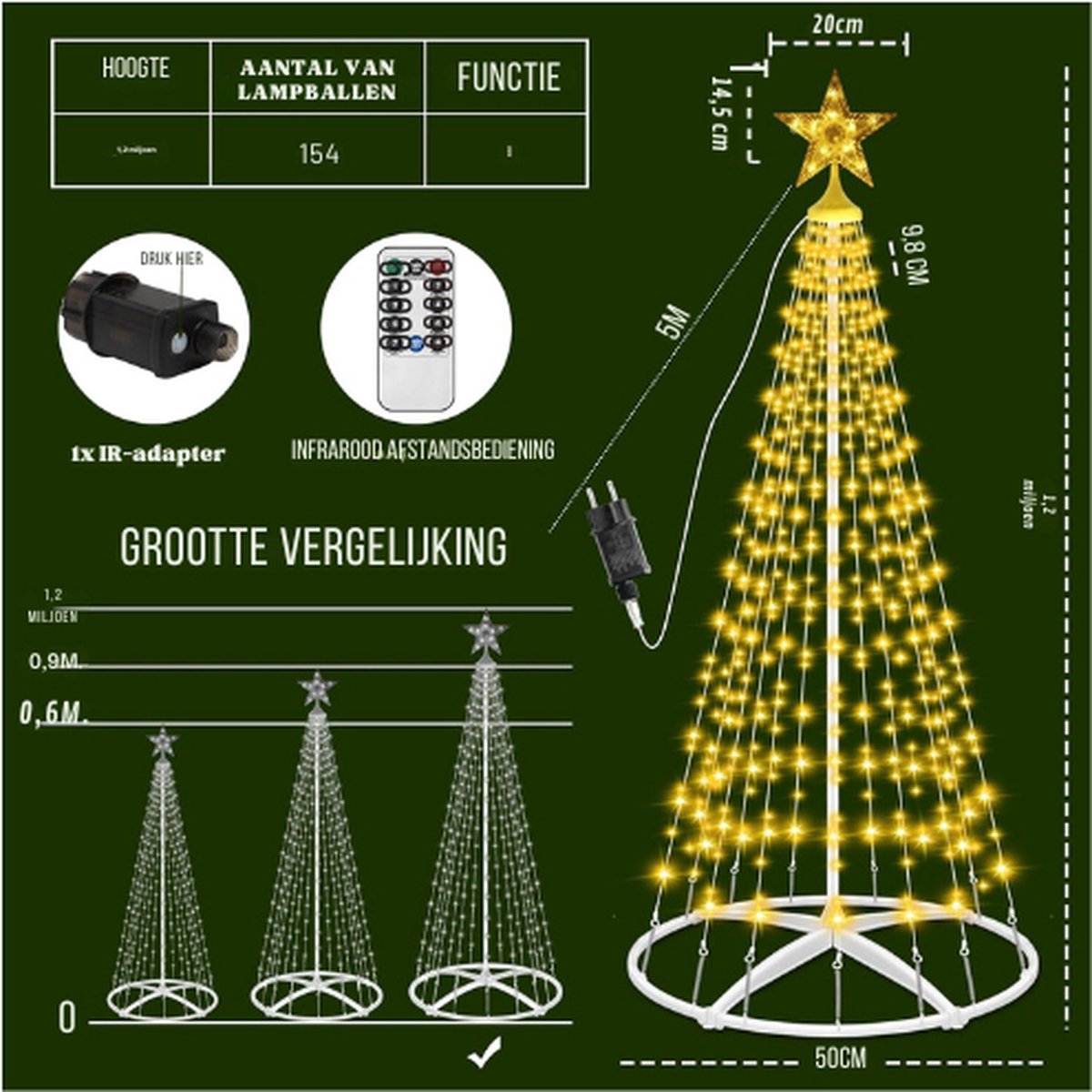 Montejaur LED kerstboom 1,8 meter inclusief mast - warm wit