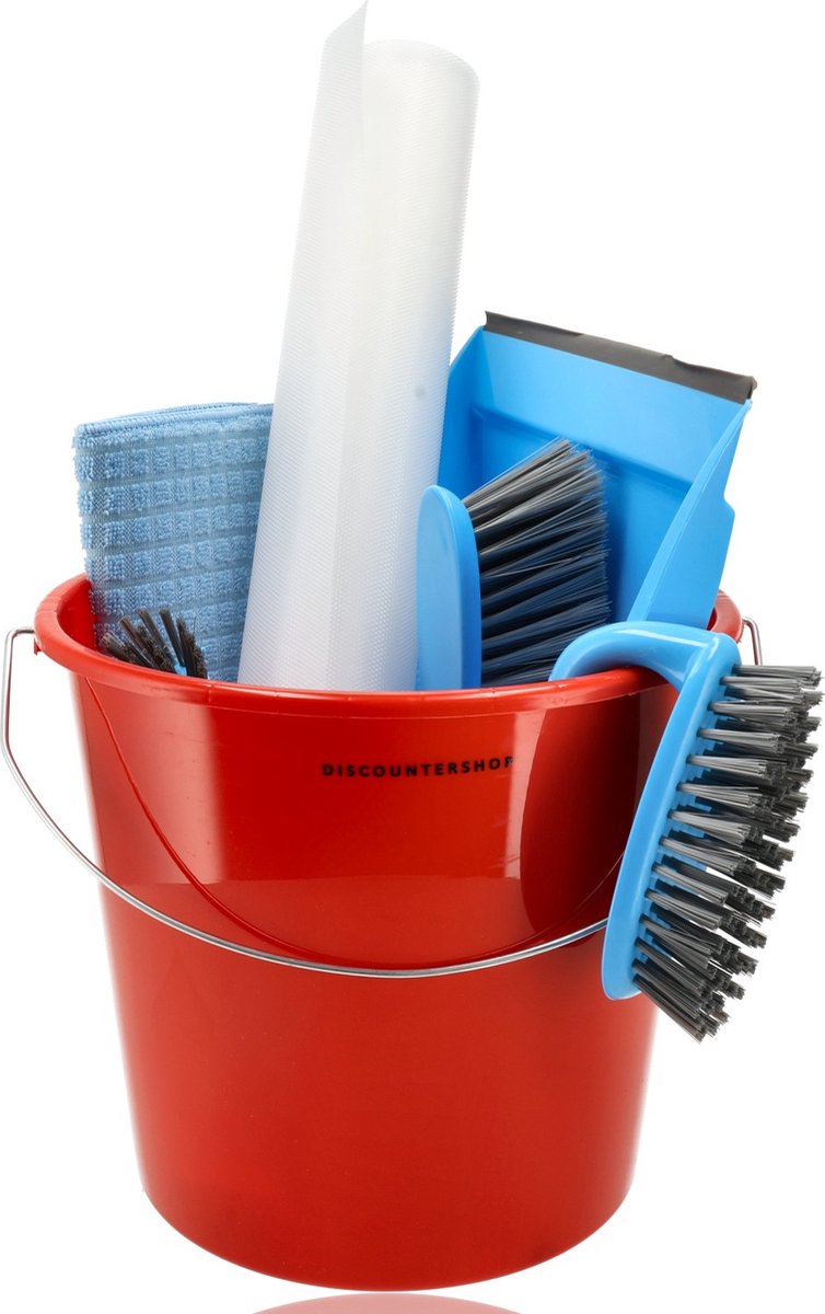 Goedkoopste Emmer 10L Rood - Huishoud Schoonmaakemmer - Stevige Kunststof Metalen Hengsel 28x25 cm