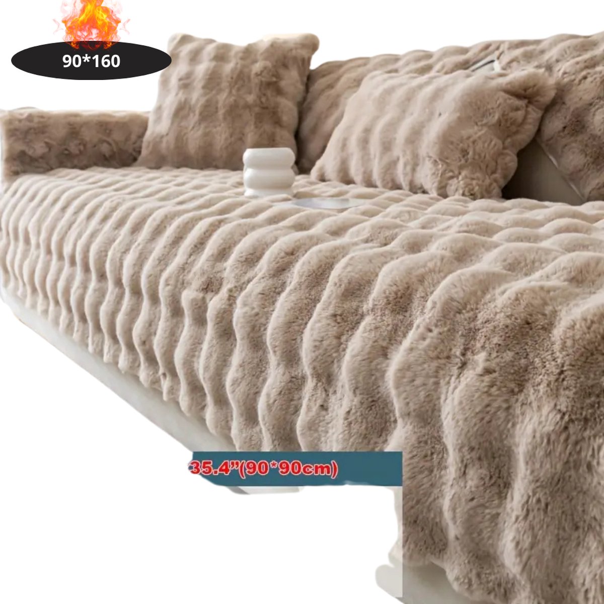 Nivard Bankhoes - Bankbeschermer - Stretch - Sofa Cover - Pluche - Khaki - 2 Zits 90x160