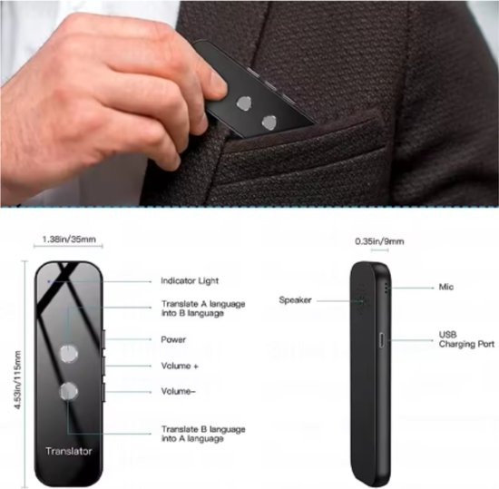 Smart Language Translator Device, Support Offline/Hotspot/WiFi Two-way Real Time Online 137 Languages with 2.4 Inch Touch Screen Camera for Travel Learning Business