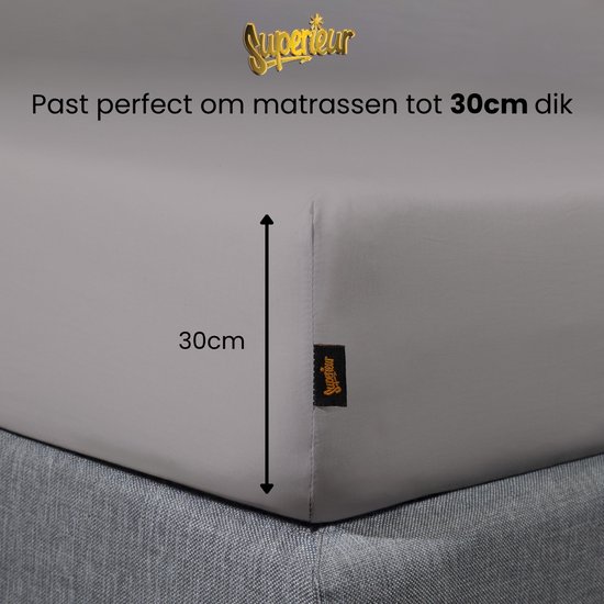 Superieur Hoeslaken - 140x200 cm - Grijs - 100% katoen van Utopia Bedding — afbeelding 4