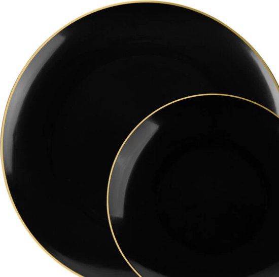 Decorline Premium herbruikbaar plastic feestservies, 20 borden, Edge