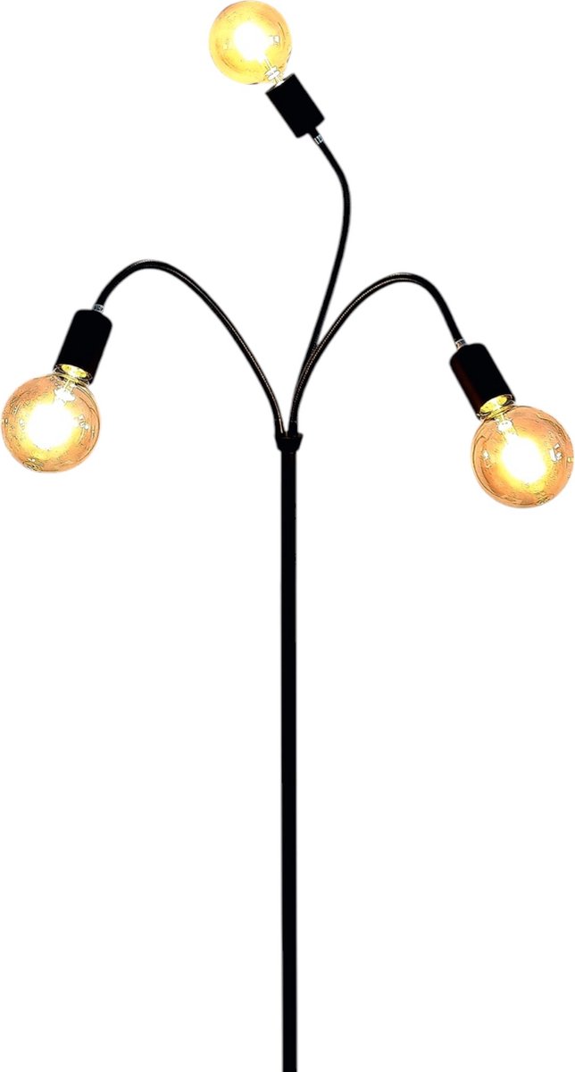Trango 3-vlam 1531A-SD vloerlamp antraciet-mat *EARTH* incl. 3x 4W 3-traps dimbare E27 LED lamp 2500K goud-warm wit ca. H1550mm 3 lamparmen draaibare vloerlamp, kantoorlamp — cadeau in Wonen & Interieur - foto 6