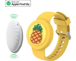 MicFlip - Armband kind geschikt voor Apple Airtag - Inclusief tracker - Tracker kind - MFI gecertificeerd door Apple - Bluetooth tracker - Onbeperkte lokalisering - Zonder abonnement - Met geluidssignaal - Waterdicht - Ananas