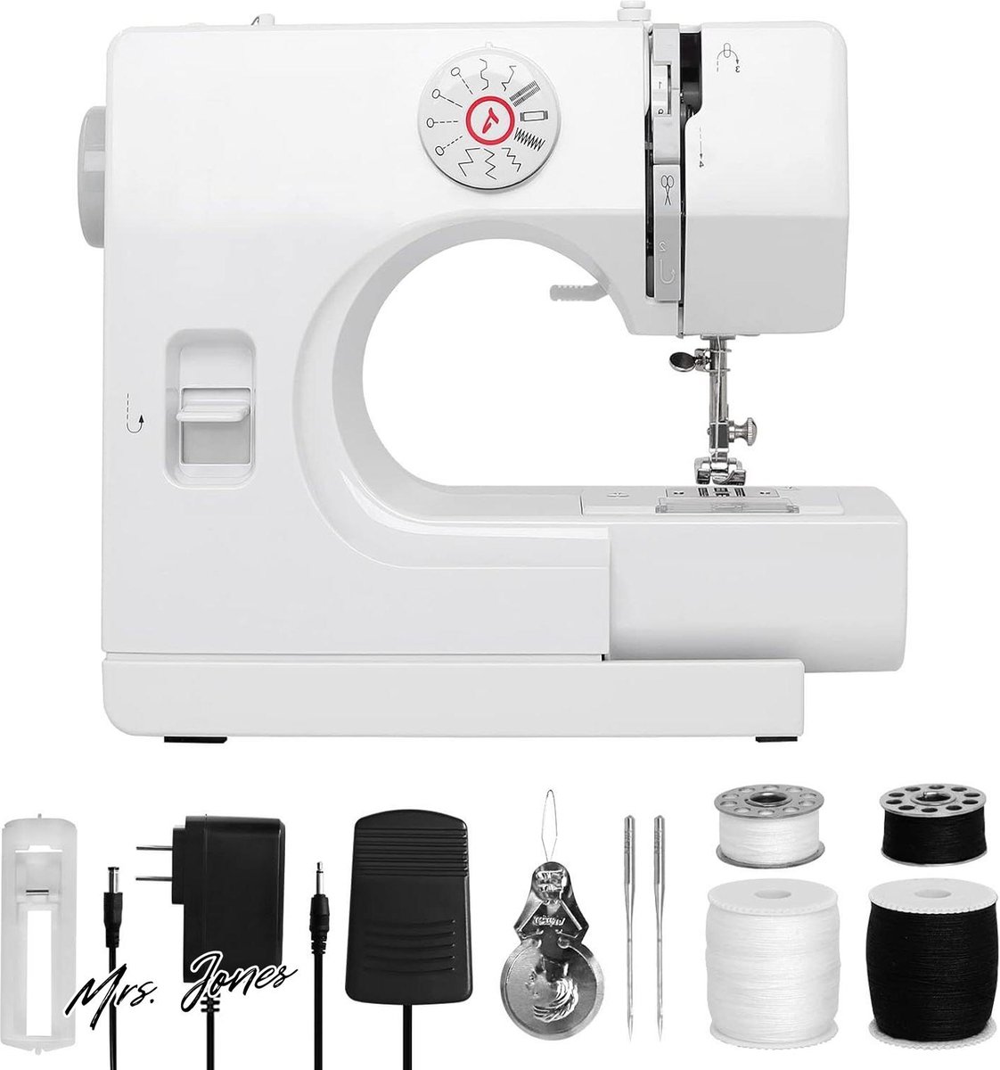 Mrs. Jones Verbeterde multifunctionele naaimachine - Mini-naaimachine met 12 steeksoorten - Twee snelheden - Draagbaar .