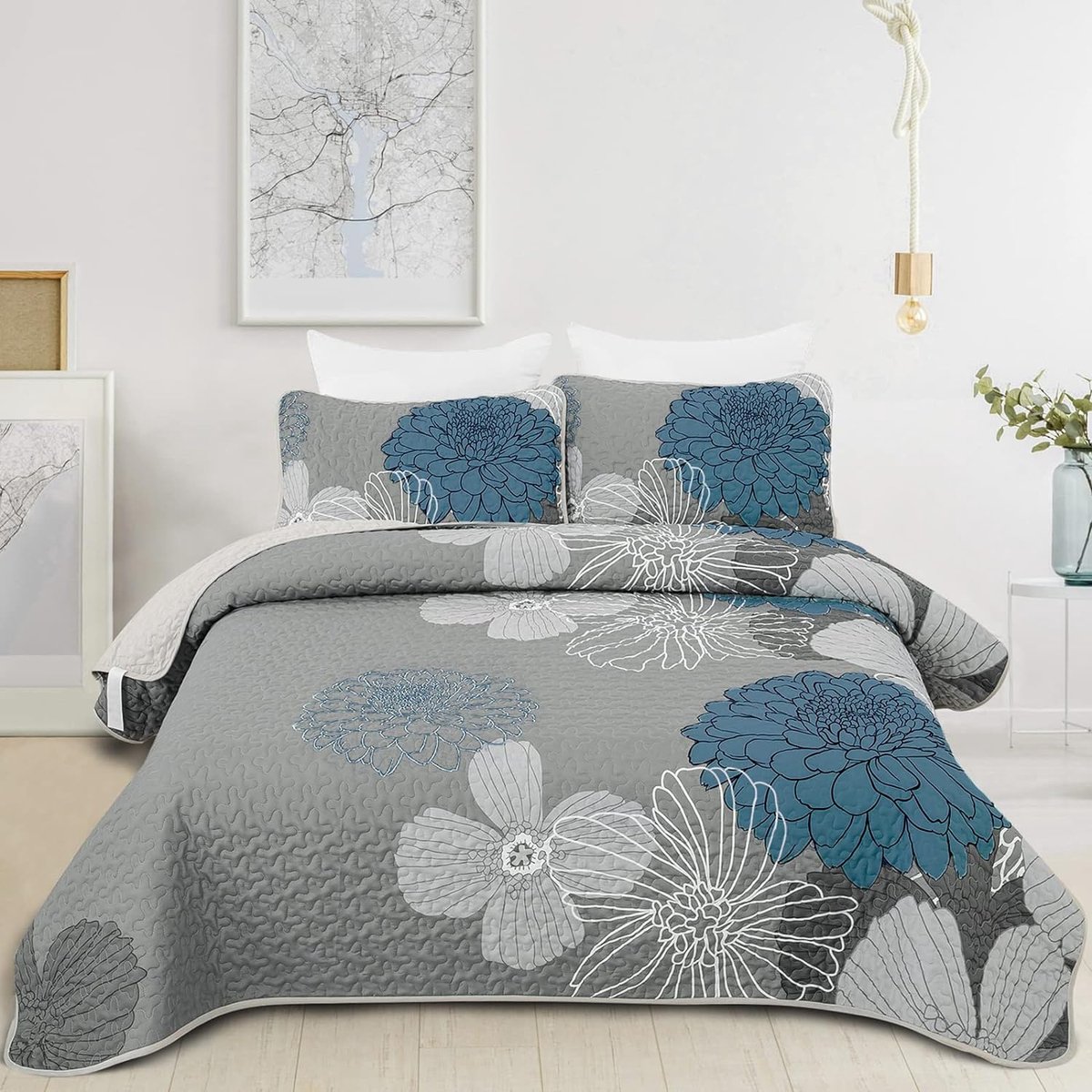 Goodivery ® Beddengoed Set met Bloemenmotief voor Tweepersoonsbed - Inclusief 2 Kussenslopen