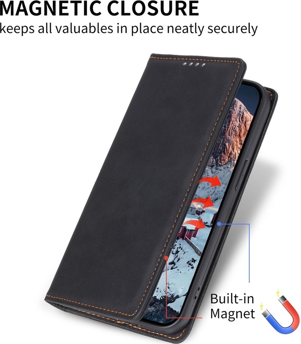 Mobigear Telefoonhoesje geschikt voor Xiaomi 14T Pro Hoesje | Mobigear Wallet Bookcase Portemonnee | Pasjeshouder voor 1 Pasje | Telefoonhoesje voor Pinpas / OV Kaart / Rijbewijs - Zwart