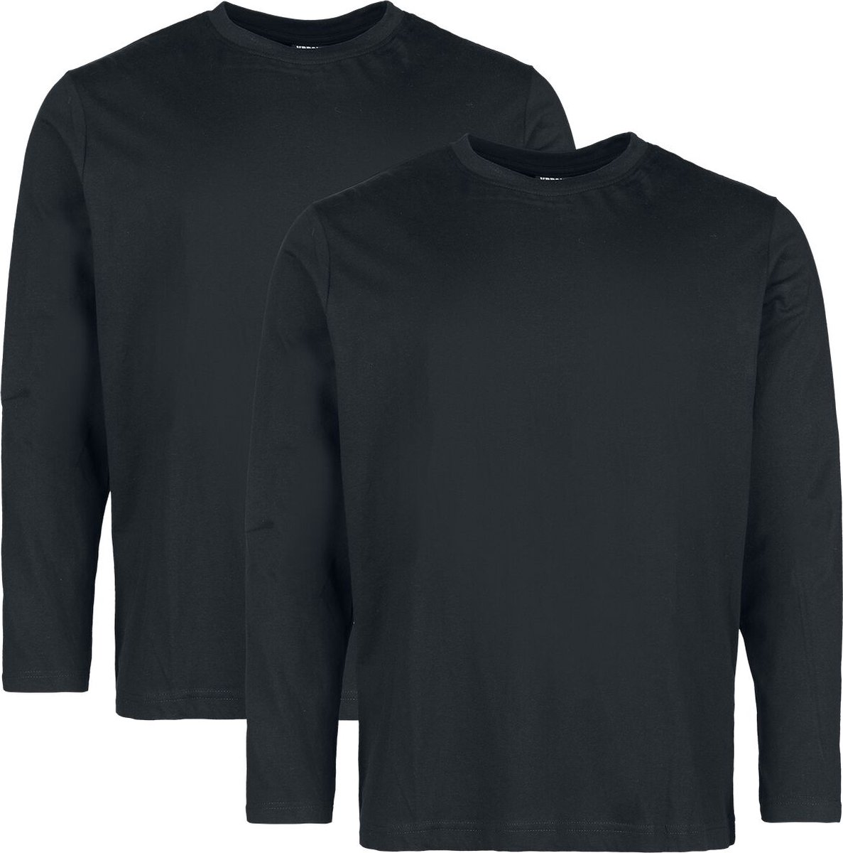 Urban Classics Basic set van 2 Heren Shirt met lange mouwen – 3XL Zwart