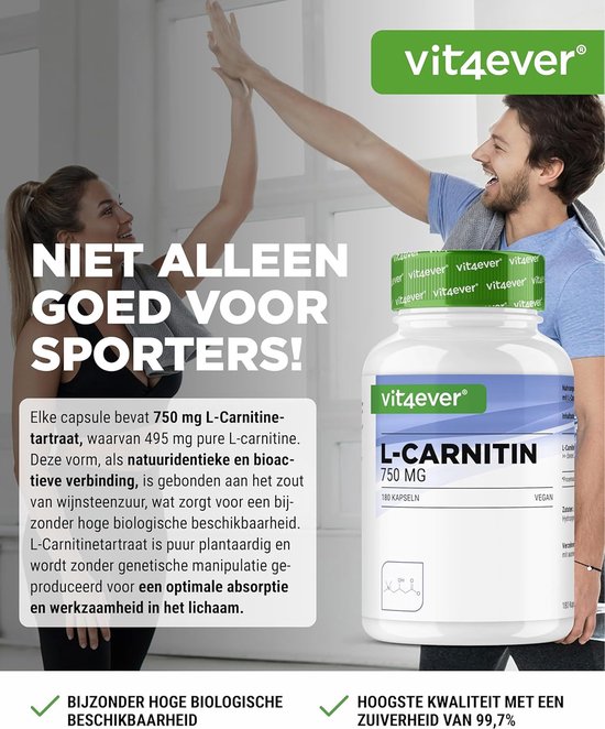 L-Carnitine - 180 veganistische capsules - Hoog gedoseerd met 3000 mg per  dagelijkse... | bol