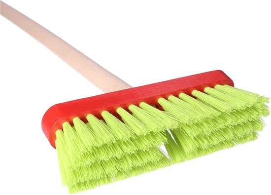 Binnen kinderbezem zacht blauw/geel met steel - Schoonmaakartikelen/Kamerbezems - 70 cm van Meyco — afbeelding 3