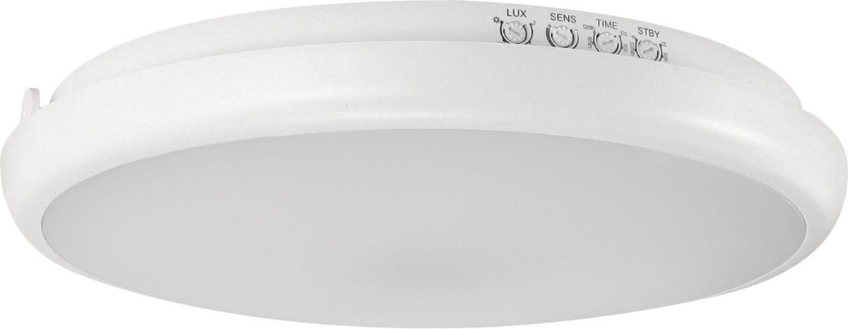 EDYTOR - LED Plafondlamp met Bewegingssensor - Microwave sensor - 360° Sensor - 21W - 4000K Daglicht wit - 3040 Lumen - Opbouw - Rond - Mat Wit - IP65 - IK10