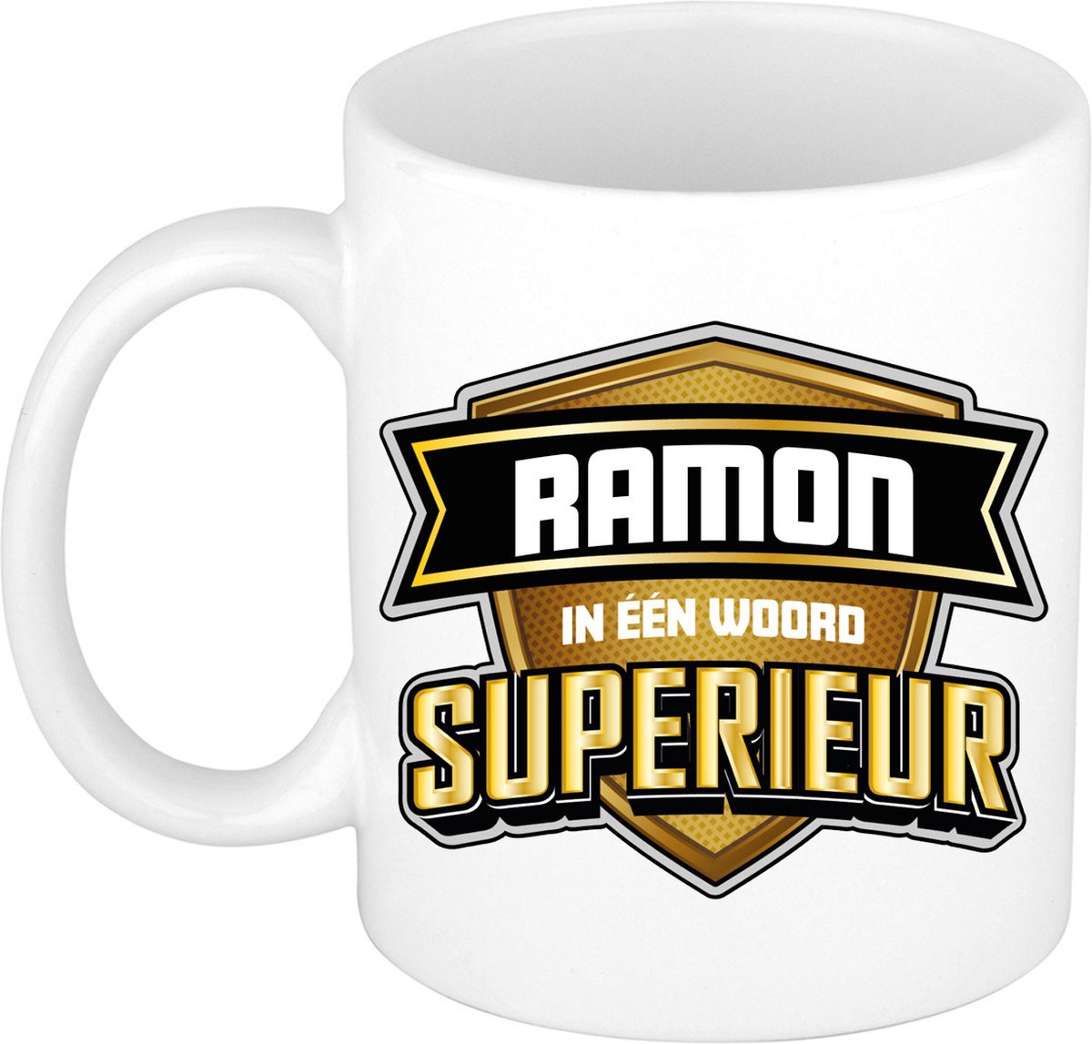 Bellatio Decorations Naam mok Ramon - wit - Superieur - keramiek - 300 ml - collega beker - cadeau