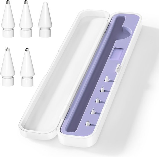 YONO Case met 5 Punten geschikt voor Apple Pencil - 2 - Pro - Tips - Beschermhoes - Hoesje - Wit