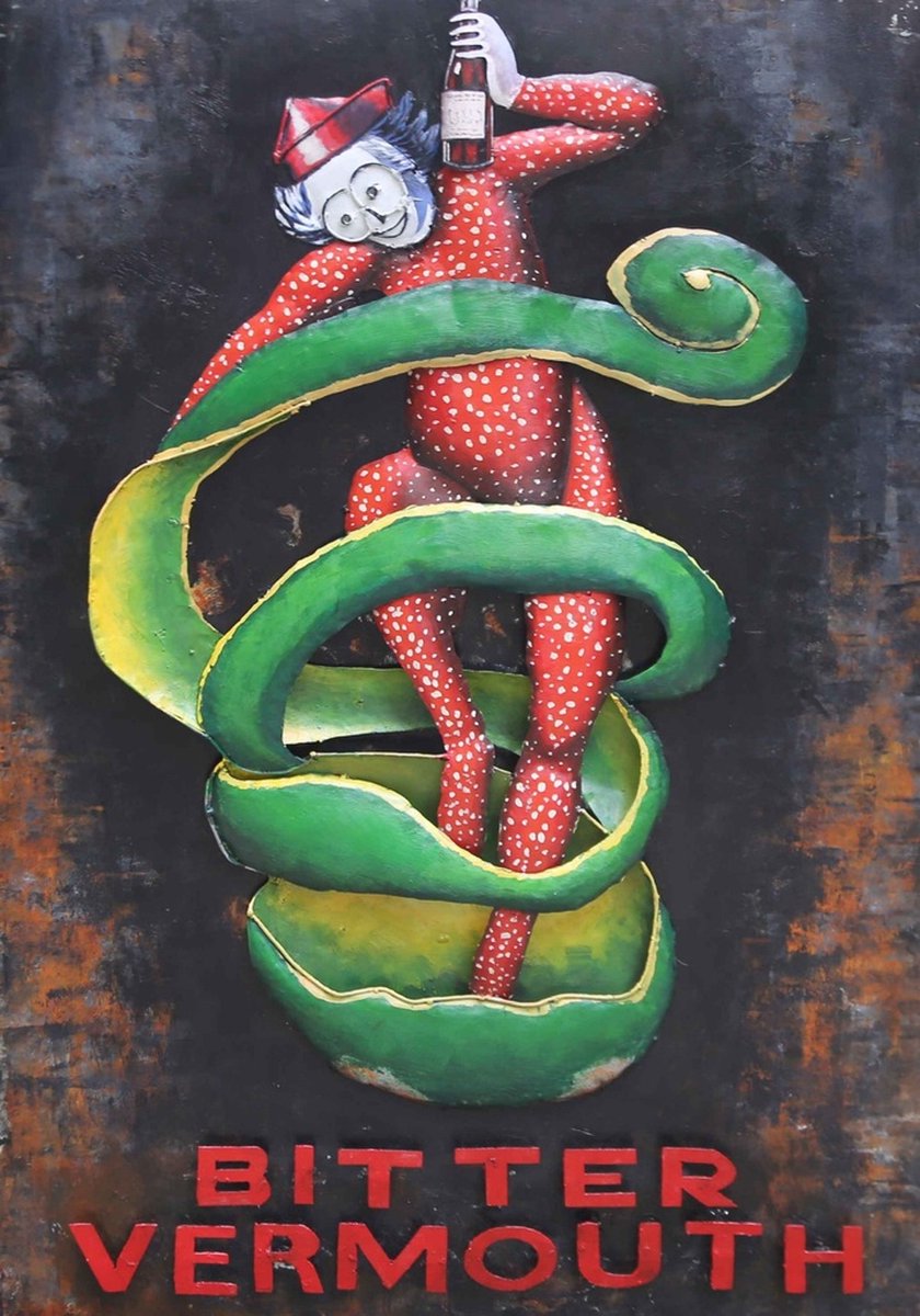 3D Metaalschilderij - Bitter Vermouth - 80 x 3 x 120 cm