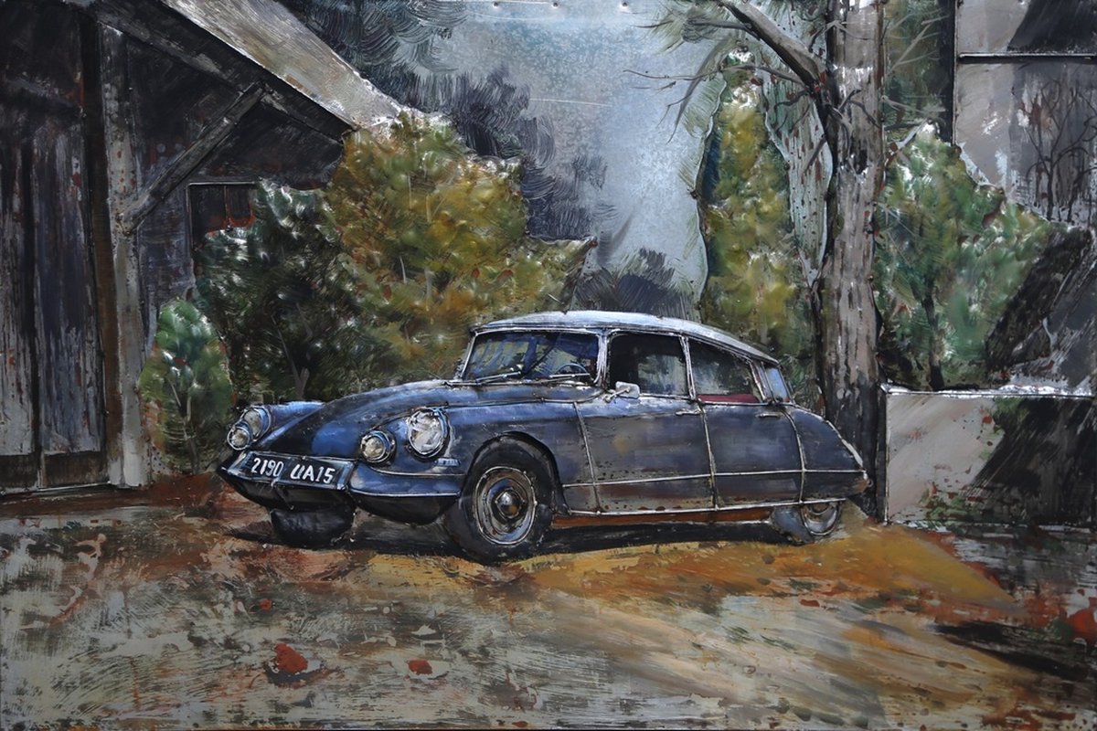 3D Metaalschilderij - Citroën DS - 120 x 3 x 80 cm